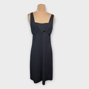 Vintage La Perla LBD 46 L Midi Dress Sheath Black Square Neck Homecoming Classy